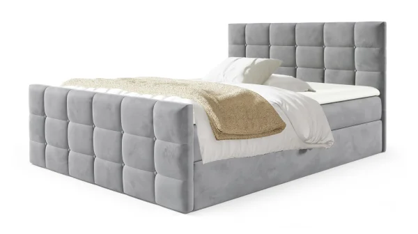 Boxbett 180 x 200 cm mit Bettkasten grau Samtbezug - BERLIN