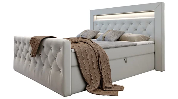 Boxbett 180 x 200 cm mit Bettkasten grau - SINGAPUR LUX