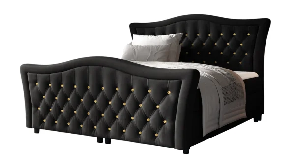 Boxbett 180 x 200 cm mit Bettkasten schwarz Samt - DIAMANT