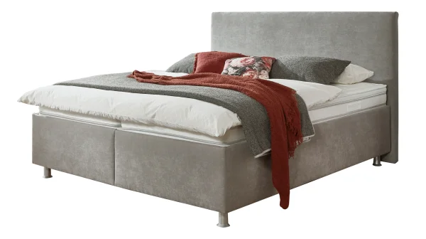 Boxbett 200 x 200 cm mit Bettkasten grau Microfaser - AVOLA