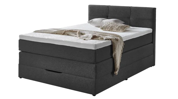 Boxspringbett 140 x 200 cm Bettkasten anthrazit Stoffbezug - KREMS
