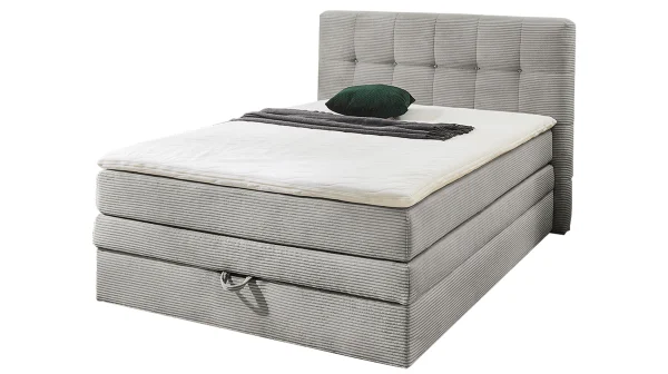 Boxspringbett 140 x 200 cm hellgrau Cordbezug - AMY