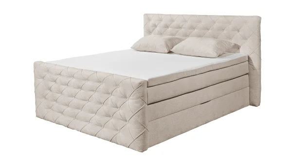 Boxspringbett 180 x 200 cm creme Stoffbezug - Bettkasten - LIVELLA