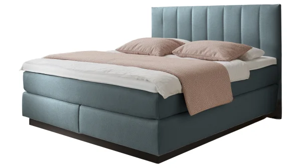Boxspringbett 180 x 200 cm grau-blau Microchenillebezug - SALVO