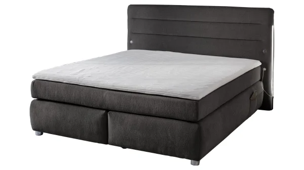 Boxspringbett 180 x 200 cm grau LED Chenille - LIVIA