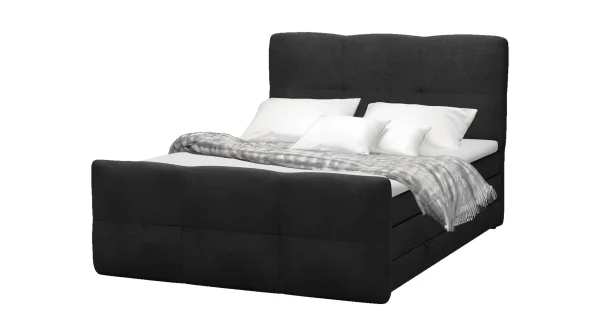 Boxspringbett 180 x 200 cm mit Bettkasten anthrazit Stoffbezug - STAR