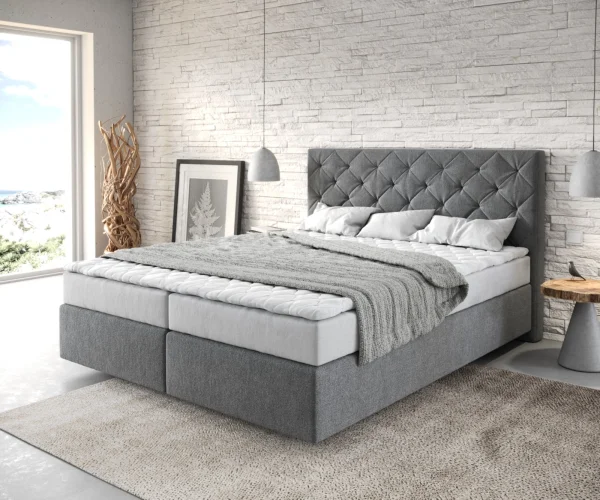 Boxspringbett Dream-Great 160x200 cm Mikrofaser Anthrazit mit Matratze und Topper