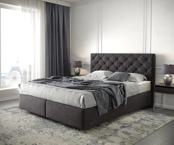 Boxspringbett Dream-Great 160x200 cm Mikrofaser Schwarz mit Matratze und Topper