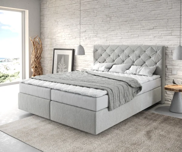 Boxspringbett Dream-Great 160x200 cm Mikrofaser Silbergrau mit Matratze und Topper