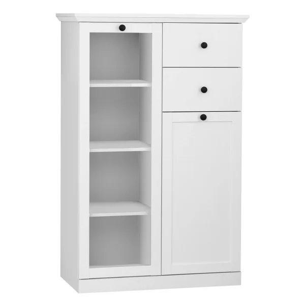 BrandsonBaxter Vitrine 81 x 129 cm 2 Türen, 2 Schubladen weiß.