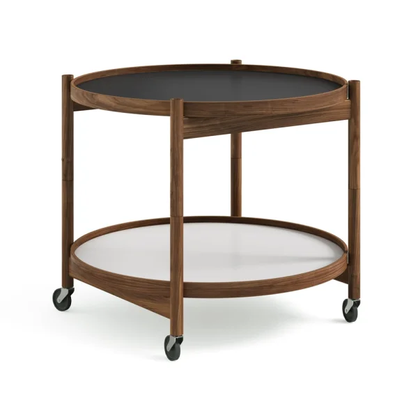 Brdr. Krüger Bølling Tray Table model 60 Servierwagen Sockel, Walnussholzgestell geölt