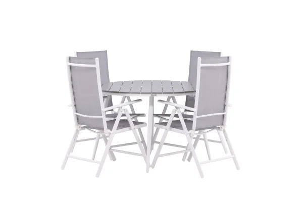 Break Gartenset Tisch 120x120cm, 4 Stühle Break, grau,grau.