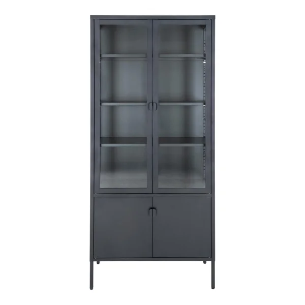 Brisbane Vitrinenschrank 4 Türen schwarz.