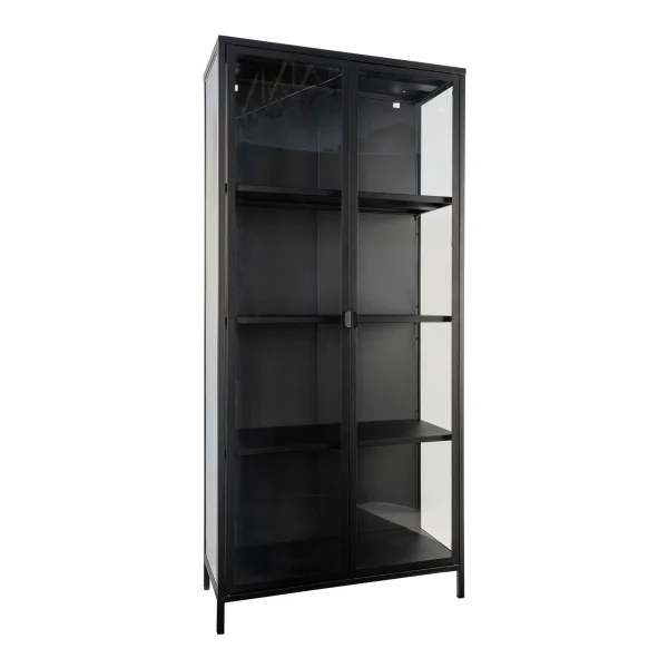 Brisbane Vitrinenschrank Höhe 175 cm, schwarz.