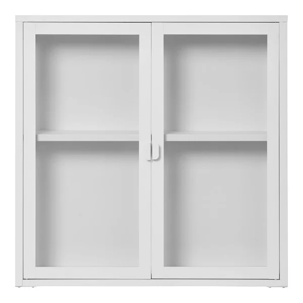 Brisbane Vitrinenschrank Wandhängend, 2 Glas Türen weiß.