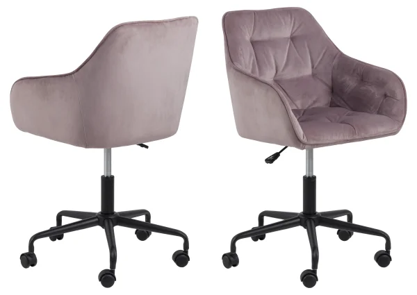 Brooke Bürostuhl Velour rosa.