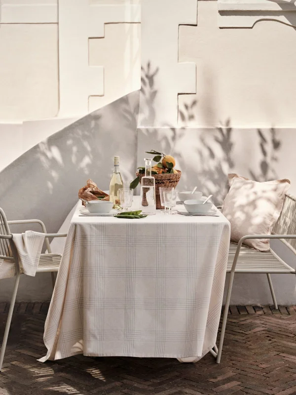 Broste Copenhagen Alice Tischdecke 160x300 cm, Dusty blue-Natural