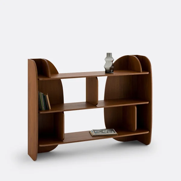 Bücherregal Gorman, Nussbaumfurnier, Niedriges Modell