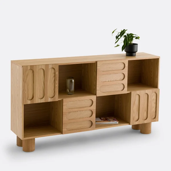Bücherschrank Cannelo, Niedrig, Eichenfurnier, B. 165 Cm