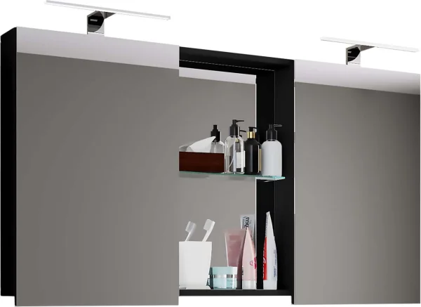Budasi Spiegelschrank Bad schwarz.