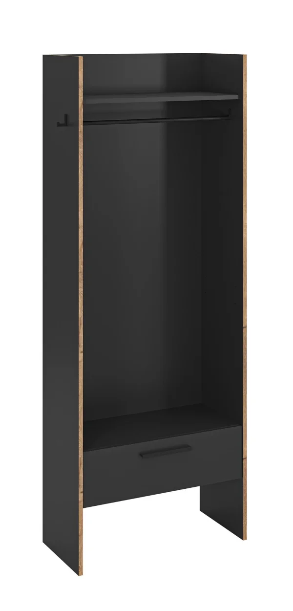 Bueno Kleiderschrank 1 Schublade, 1 Regal, 2 Haken dunkelgrau.