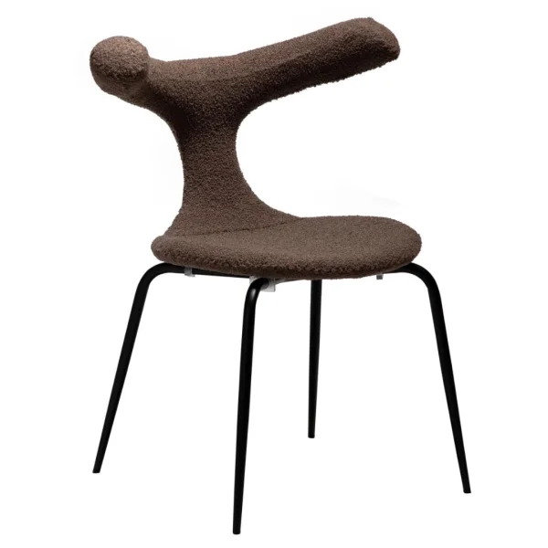 Bull Dan-Form Esszimmerstuhl Bouclé braun.
