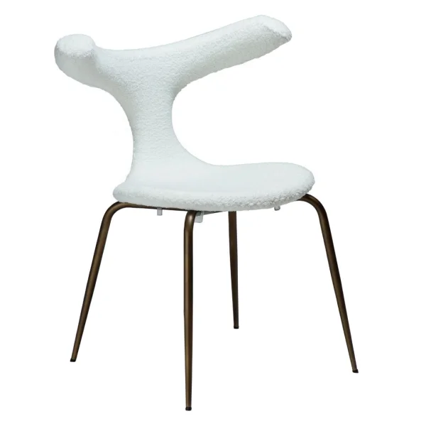 Bull Esszimmerstuhl Bouclé weiß.