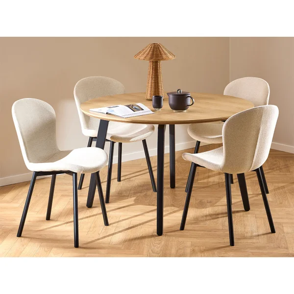 Cadiz Essgruppe Tisch mit 4 Stühlen natur, beige.