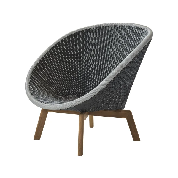 Cane-line Peacock Weave Loungesessel Grey/light Grey, Beine aus Teak