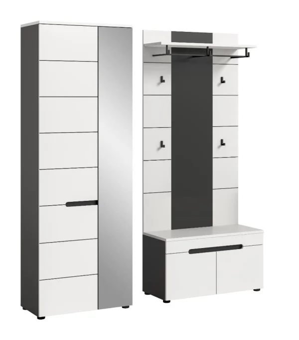 Canu Garderobenmöbel Set C27 weiß, grau.