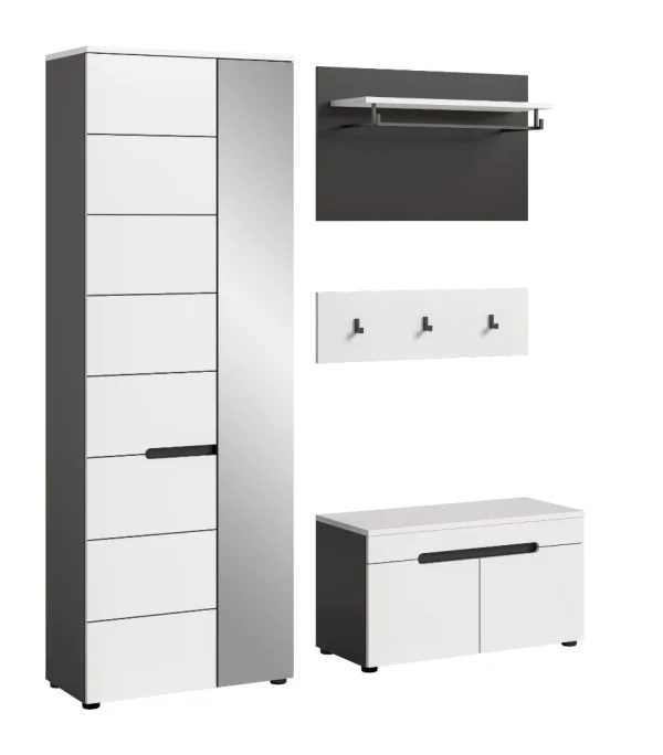 Canu Garderobenmöbel Set C28 weiß, grau.
