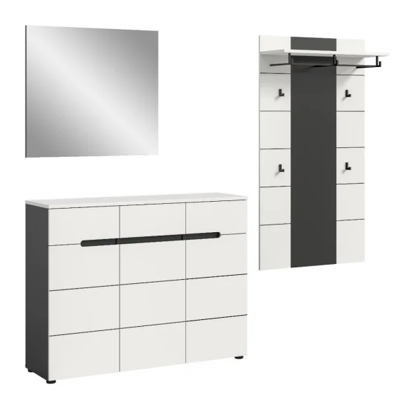 Canu Garderobenmöbel Set C29 weiß, grau.