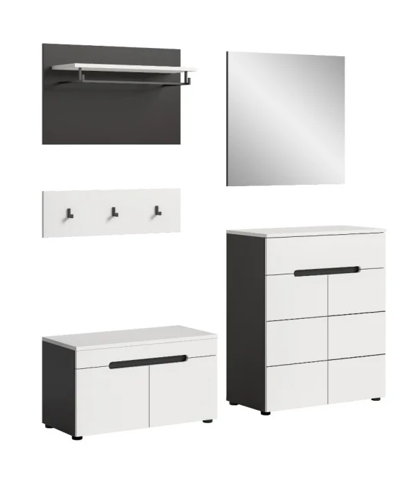 Canu Garderobenmöbel Set C35 weiß, grau.