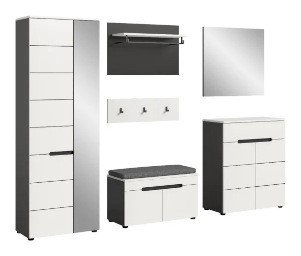 Canu Garderobenmöbel Set C6 inkl. Kissen weiß, grau.