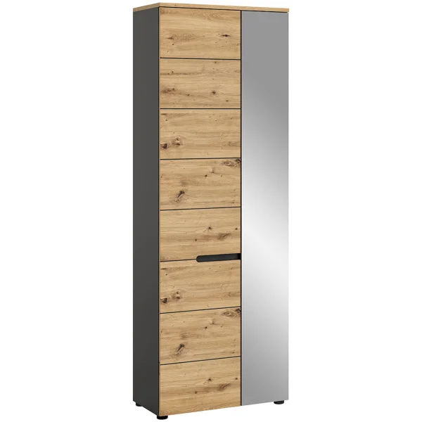 Canu Kleiderschrank 1 Tür Eiche Dekor, Spiegel.