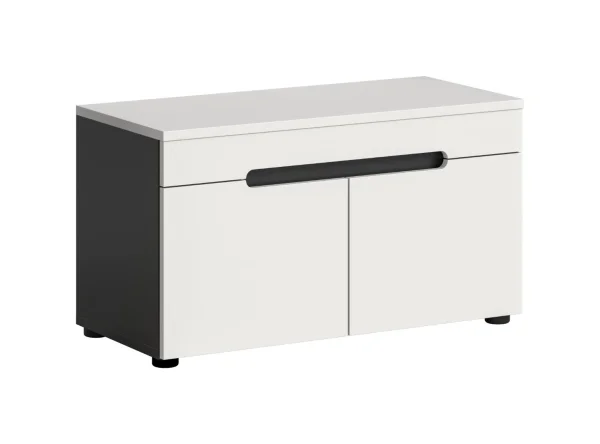 Canu Sitzbank mit Aufbewahrung 2 Türen weiß, grau.