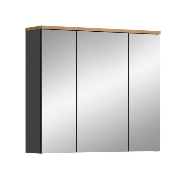 Canu Spiegelschrank Bad 3 Spiegeltüren Eiche Dekor, grau.