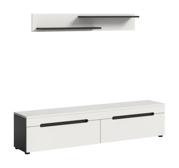 Canu TV Tisch 2 Klappentüren weiß, dunkelgrau.