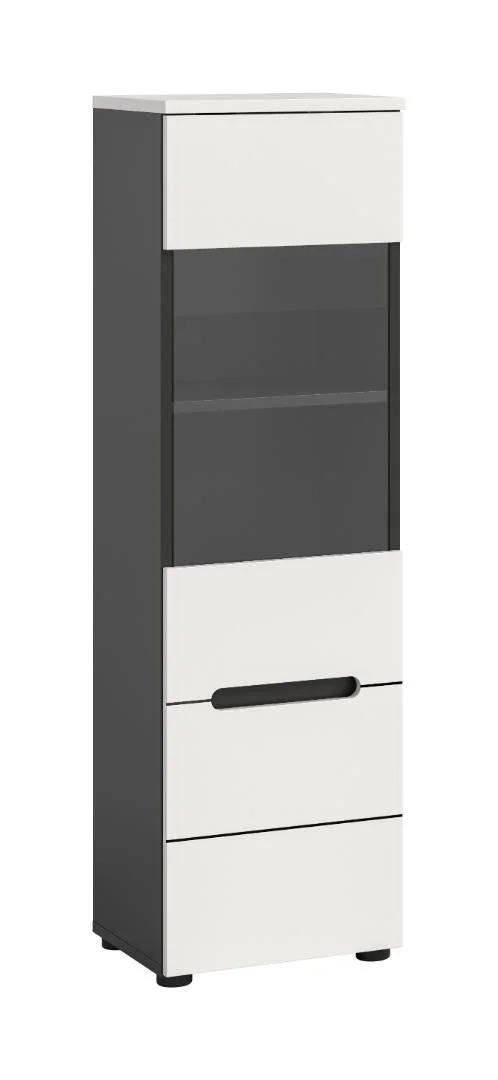Canu Vitrinenschrank 1 Glastür weiß, dunkelgrau.