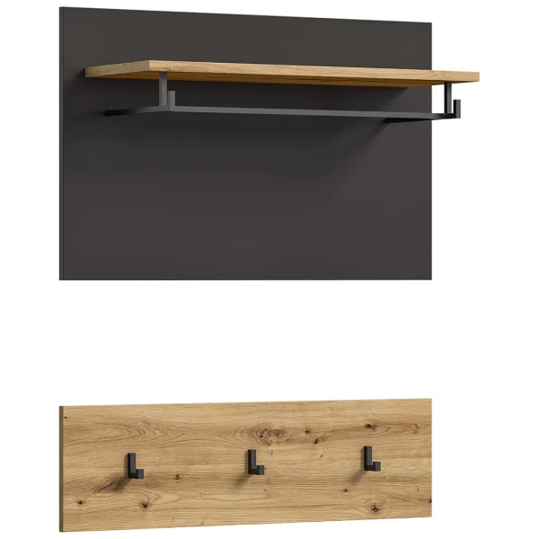 Canu Wandgarderobe 3 Haken 1 Regal Eiche Dekor.