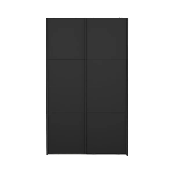 Catania Kleiderschrank 201x119x65cm, 2 Schiebetüren matt schwarz.