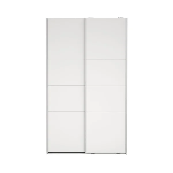 Catania Kleiderschrank 201x119x65cm, 2 Schiebetüren weiß.