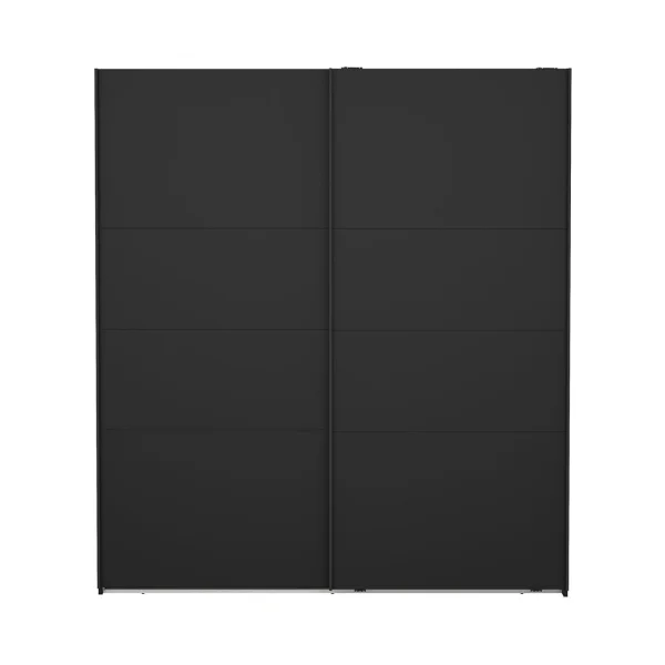 Catania Kleiderschrank 201x179x67cm, 2 Schiebetüren matt schwarz.