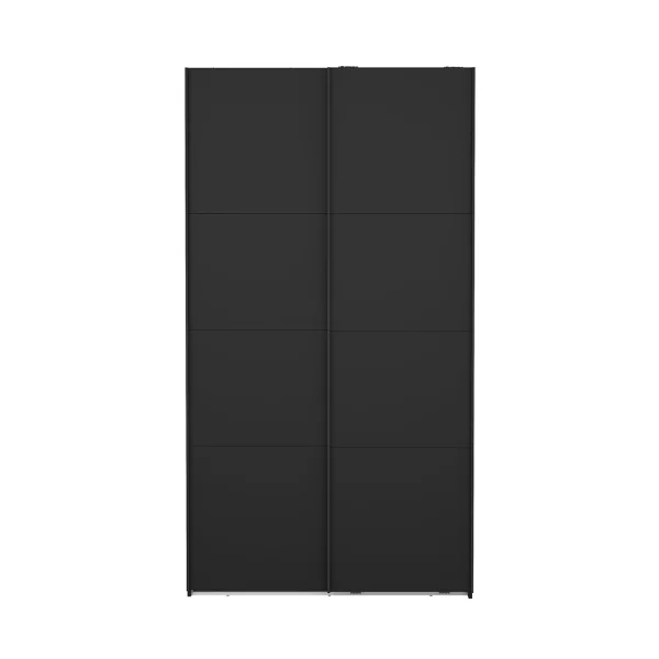 Catania Kleiderschrank 221x119x67cm, 2 Schiebetüren matt schwarz.