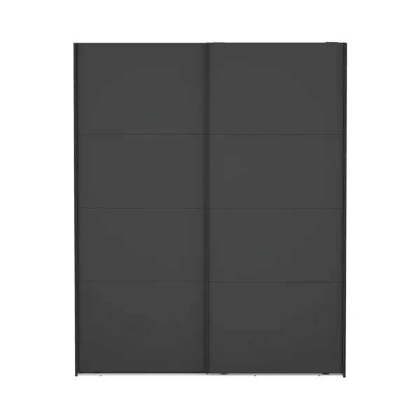 Catania Kleiderschrank 221x179x65cm, 2 Schiebetüren matt schwarz.