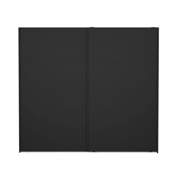 Catania Kleiderschrank 221x244x67cm, 2 Schiebetüren matt schwarz.