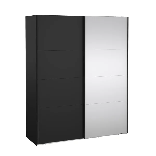 Catania Schiebetürenschrank 2 Türen 180x220cm matt schwarz.