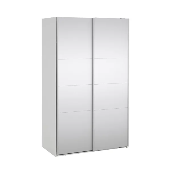 Catania Schiebetürenschrank 2 Türen mit Spiegel 120x200cm weiß.