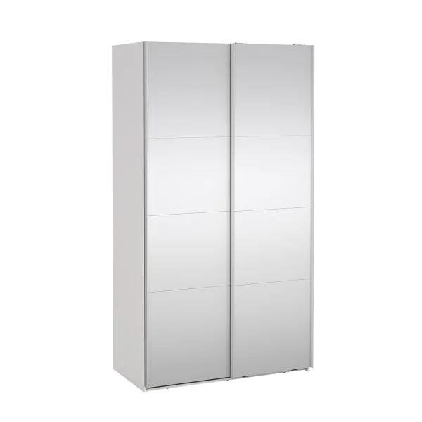 Catania Schiebetürenschrank 2 Türen mit Spiegel 120x220cm weiß.