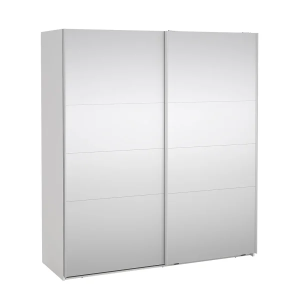 Catania Schiebetürenschrank 2 Türen mit Spiegel 180x200cm weiß.